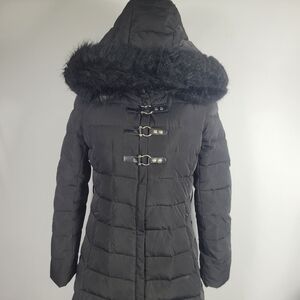 Ivanka Trump Down Puffer Winter Fur Trim Jacket Size Small